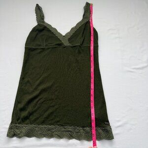 Aeropostale Olive Green Lace Trim Ribbed Tank Top Sleeveless Soft Stretch Cami